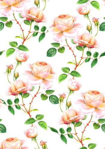 495601- 流行时尚手绘水彩花卉印花-水彩系