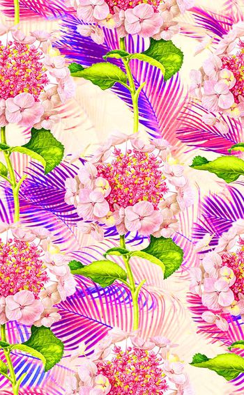 495602- 流行时尚手绘水彩花卉印花-水彩系