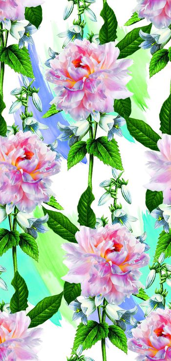 495605- 流行时尚手绘水彩花卉印花-水彩系