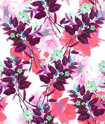 495608- 流行时尚手绘水彩花卉印花-水彩系