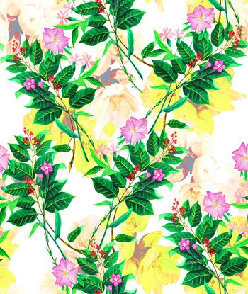495609- 流行时尚手绘水彩花卉印花-水彩系