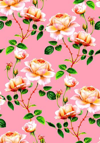 495613- 流行时尚手绘水彩花卉印花-水彩系