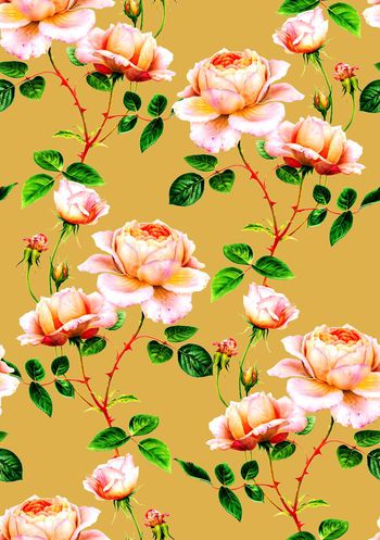 495614- 流行时尚手绘水彩花卉印花-水彩系