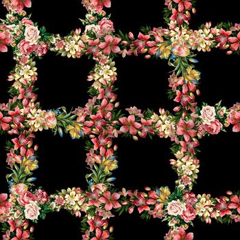 495684-时尚格子花卉（黑白2个配色）