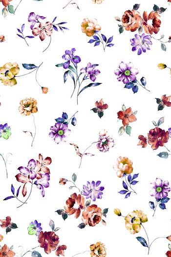 495823-复古 手绘水彩小碎花 女装华亿平台