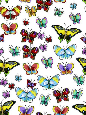 496048-蝴蝶姑娘 动物昆虫 儿童贴纸风格 