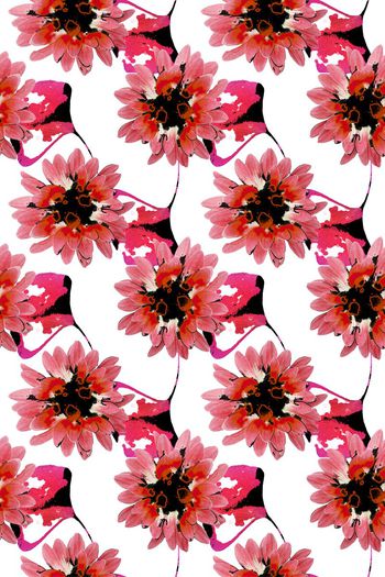 496616-手绘风格水彩抽象花格子