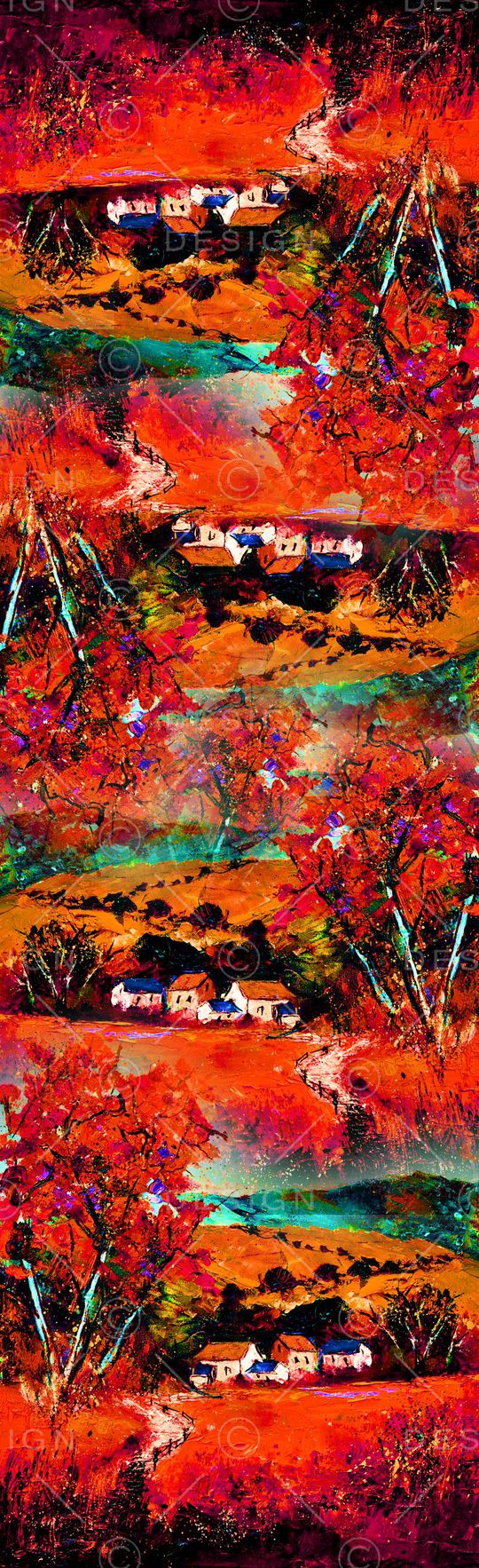 风景油画风印花华亿平台图片