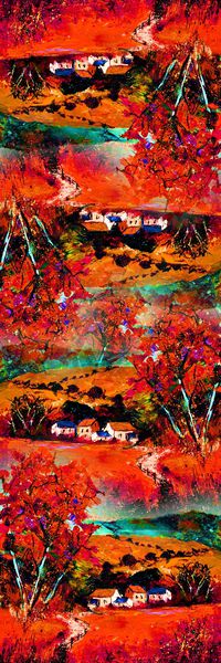 风景油画风印花华亿平台图片