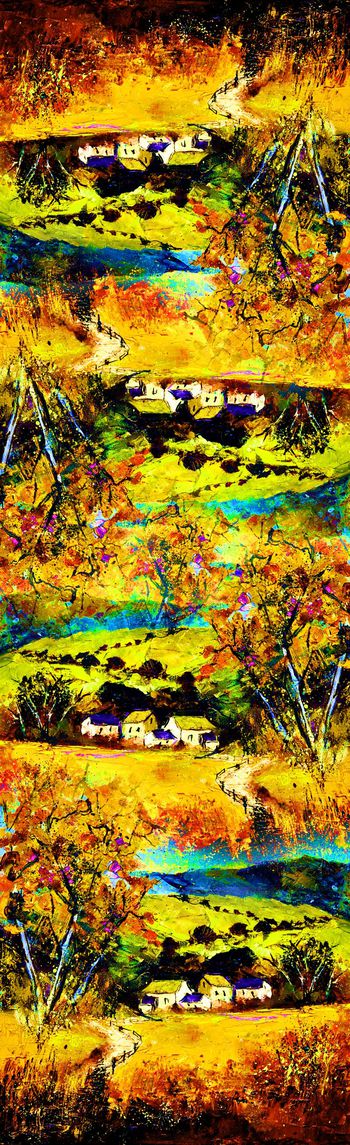 496722-风景画长丝巾，油画风景长丝巾