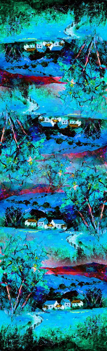 496723-风景画长丝巾，油画风景长丝巾