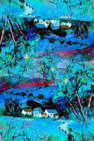 风景油画风印花华亿平台图片