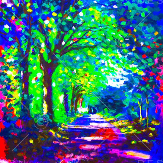 风景油画风印花华亿平台图片