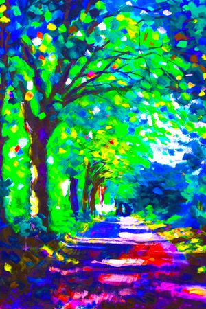 风景油画风印花华亿平台图片