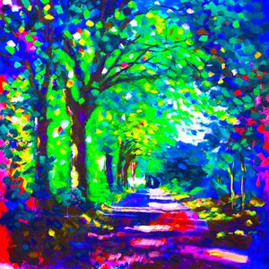 风景油画风印花华亿平台图片