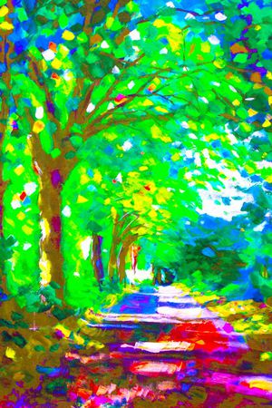 风景油画风印花华亿平台图片