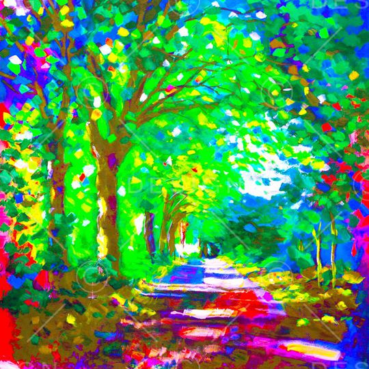 风景油画风印花华亿平台图片