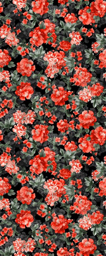 496769- 欧美流行时尚手绘流行风藤曼大红花