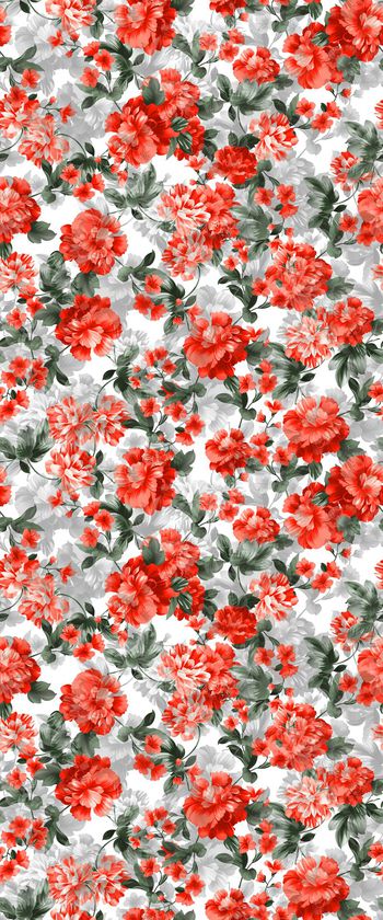 496770- 欧美流行时尚手绘流行风藤曼大红花