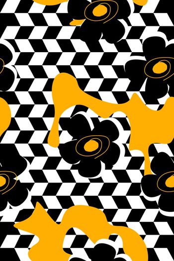 496911-原创时尚大牌几何花卉风格化迷离花卉