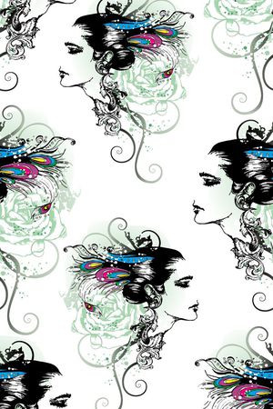 侧脸女人像印花华亿平台图片