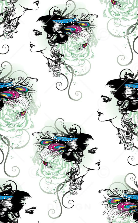 侧脸女人像印花华亿平台图片