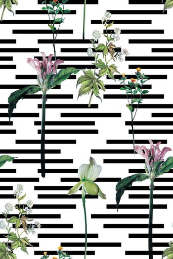 496943-原创时尚大牌手绘花卉植物几何条纹花