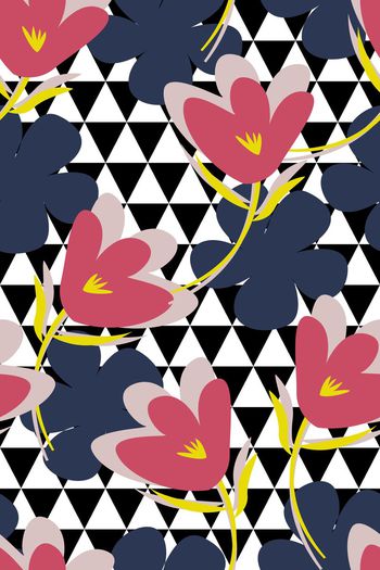 496997-原创时尚大牌风格化迷离几何花卉