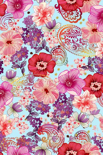 497257-清爽 钢笔淡彩 佩斯利纹样组合华亿平台