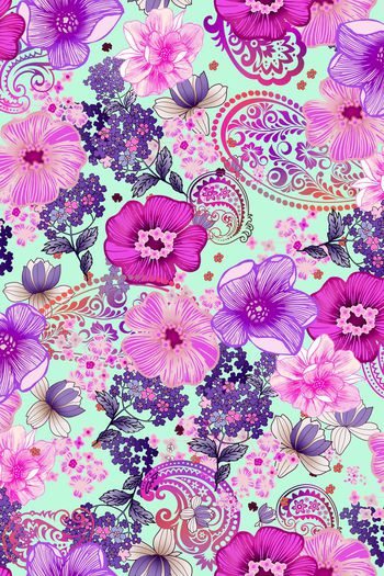 497261-清爽 钢笔淡彩 佩斯利纹样组合华亿平台