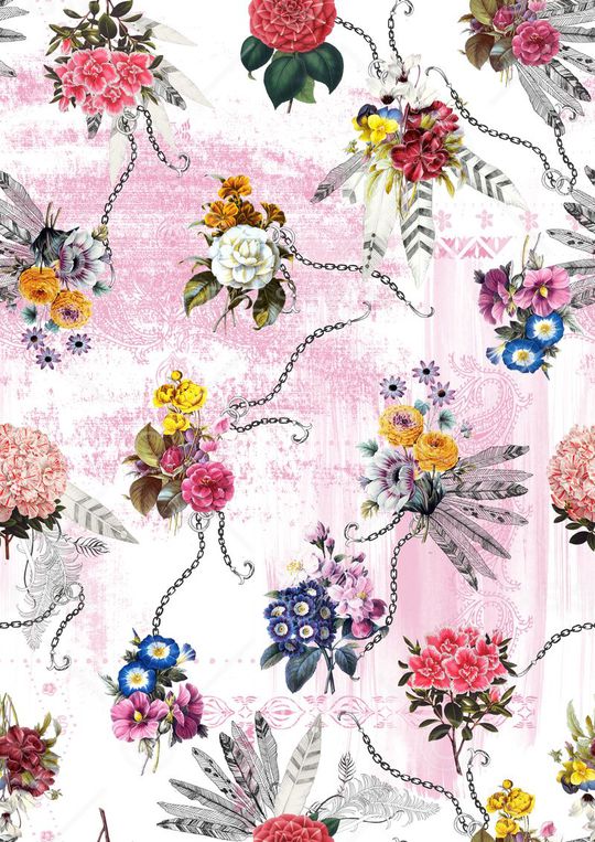 清爽花卉印花华亿平台图片