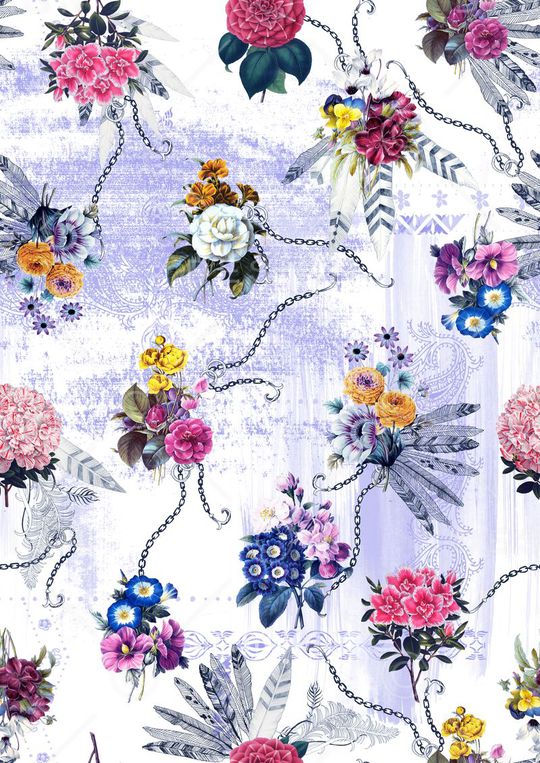 清爽花卉印花华亿平台图片