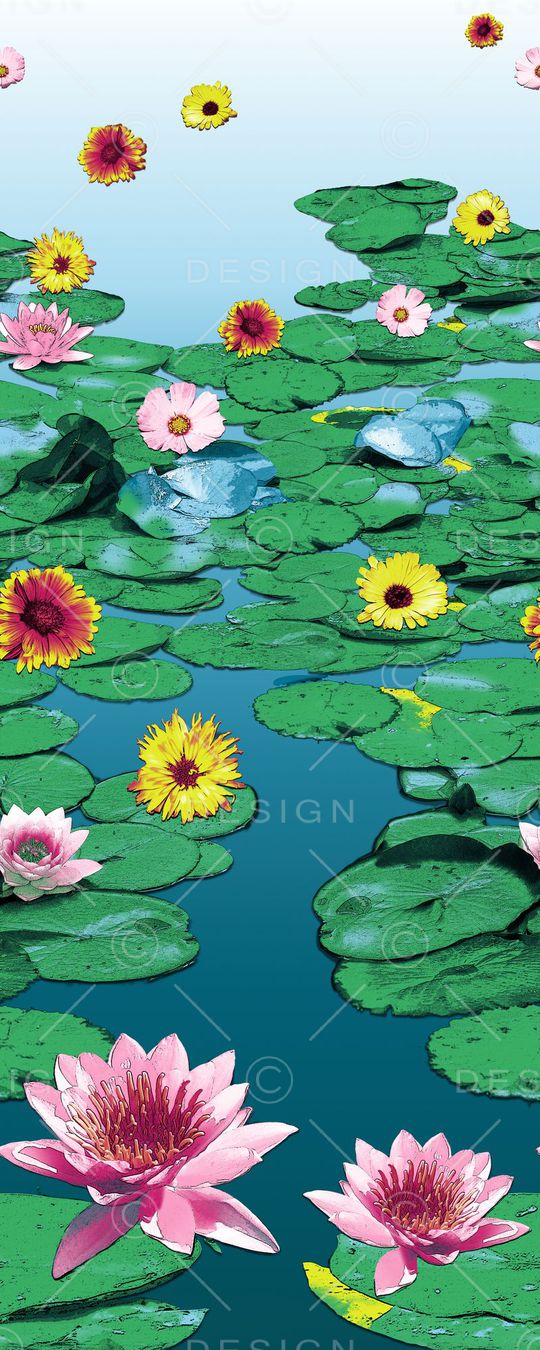 湖泊荷塘印花华亿平台图片