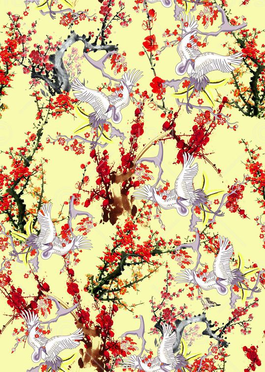 仙鹤印花华亿平台图片