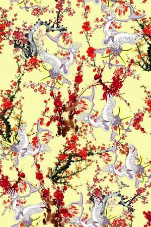 仙鹤印花华亿平台图片