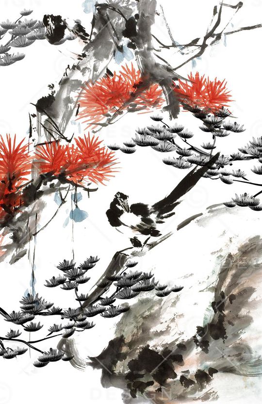 工笔印花华亿平台图片