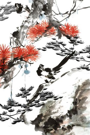 工笔印花华亿平台图片