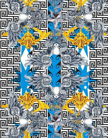 抽象几何印花华亿平台图片