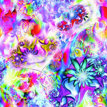 497737-狂花乱舞 彩带辐射 花卉 龙卷风 