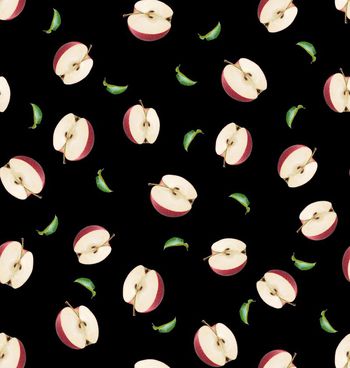 497907-水果系列－半边红苹果嫩绿的树叶