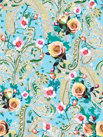 497922-原创大牌民族佩斯利旋涡纹花卉