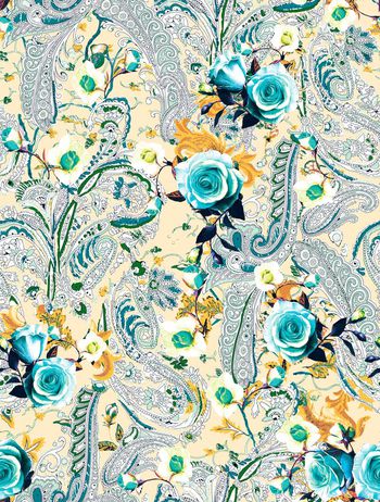 497923-原创大牌民族佩斯利旋涡纹花卉