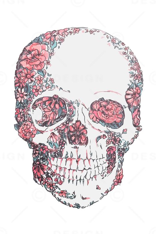 花卉骷髅头印花华亿平台图片