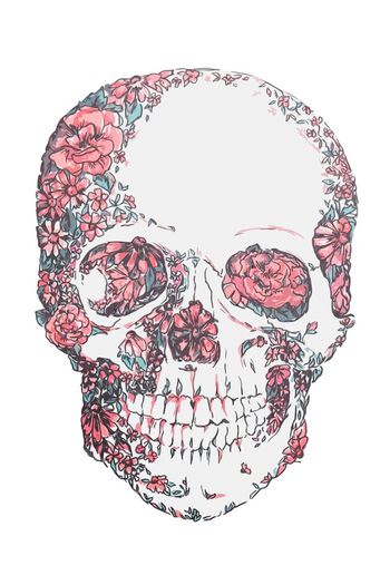 花卉骷髅头印花华亿平台图片