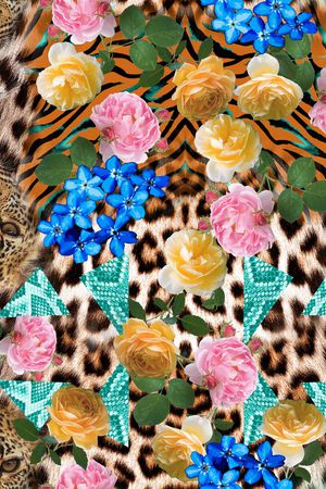 动物纹鮮花混搭印花华亿平台图片