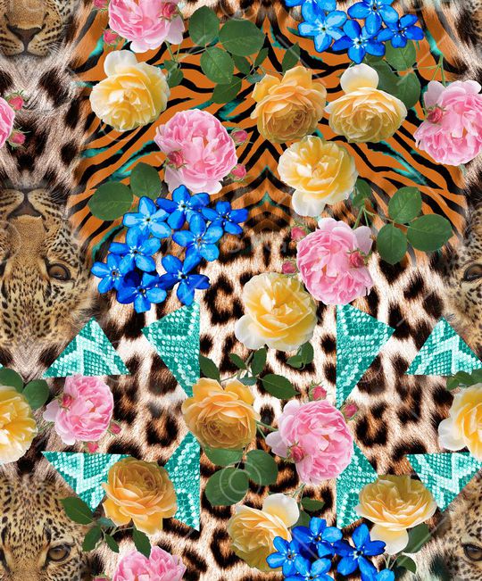 动物纹鮮花混搭印花华亿平台图片