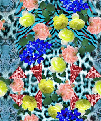 498230-动物纹鮮花混搭 