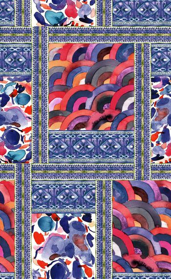 498400-原创 手绘 民族风格 几何纹 服装