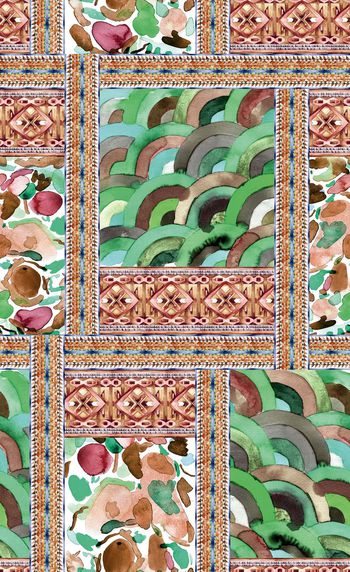 498405-原创 手绘 名族风格 几何纹 服装