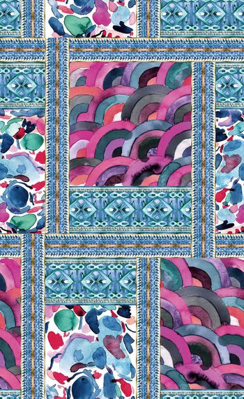 498406-原创 手绘 名族风格 几何纹 服装